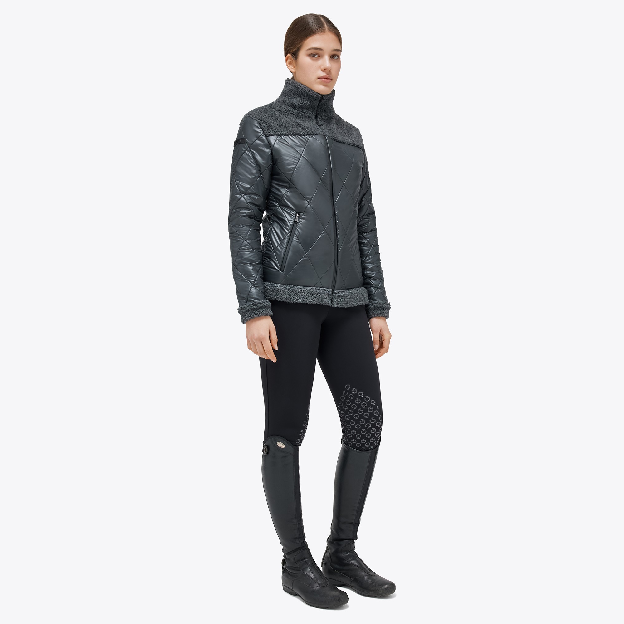 Cavalleria Toscana Nylon/Fleece Full Zip Jacket - Grey By Ridershouse.com Cavalleria Toscana Nylon/Fleece Full Zip Jacket - Grey By Ridershouse.com