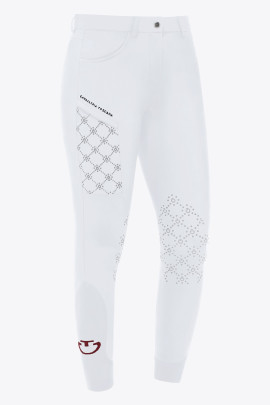 Ridershouse: Cavalleria Toscana Rijbroek Mini Orbit Flock Wit Kniegrip