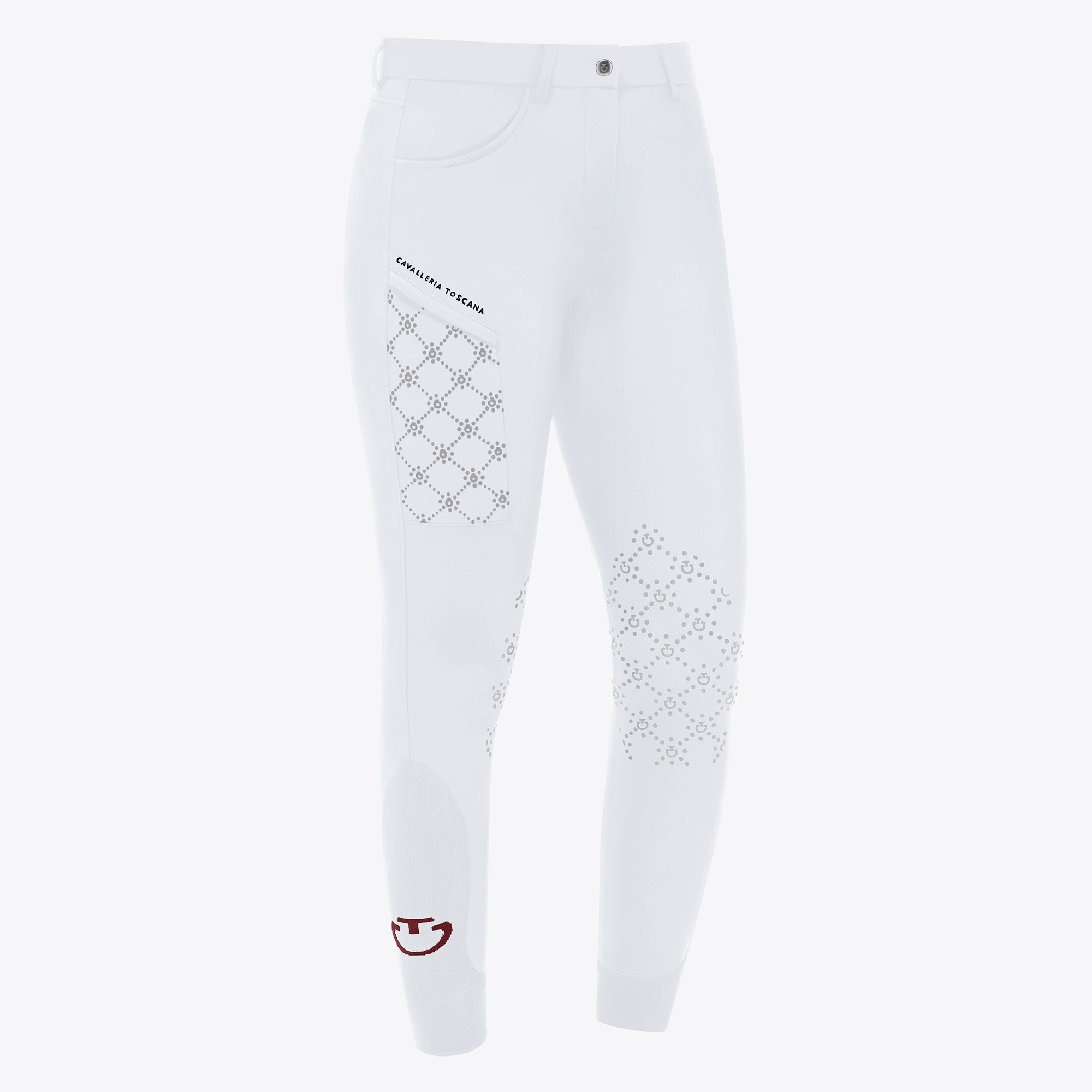 Ridershouse: Cavalleria Toscana Rijbroek Mini Orbit Flock Wit Kniegrip Ridershouse: Cavalleria Toscana Rijbroek Mini Orbit Flock Wit Kniegrip
