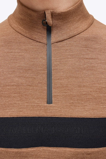 Ridershouse: Tech Wool Half Zip Heren Coltrui Bruin/Beige Cavalleria Toscana Ridershouse: Tech Wool Half Zip Heren Coltrui Bruin/Beige Cavalleria Toscana