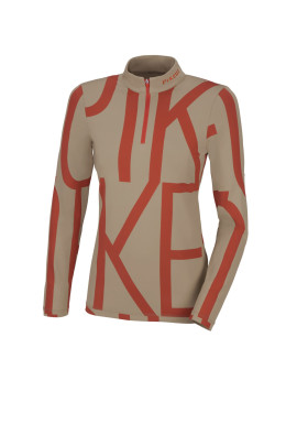 Ridershouse: Pikeur Dames print zip longsleeve - in de kleur: bruin beige