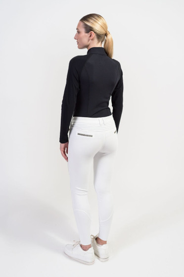 Ridershouse: Samshield Dames Winter Zip Polo Evy Lange Mouwen - in de kleur zwart Ridershouse: Samshield Dames Winter Zip Polo Evy Lange Mouwen - in de kleur zwart
