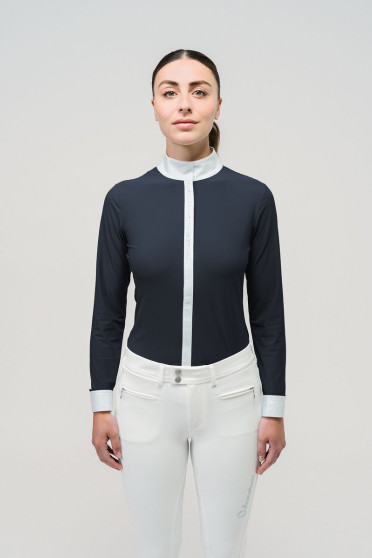 Ridershouse: Samshield Wedstrijdshirt Julia Crystal Leaf Lange Mouwen - navy Ridershouse: Samshield Wedstrijdshirt Julia Crystal Leaf Lange Mouwen - navy