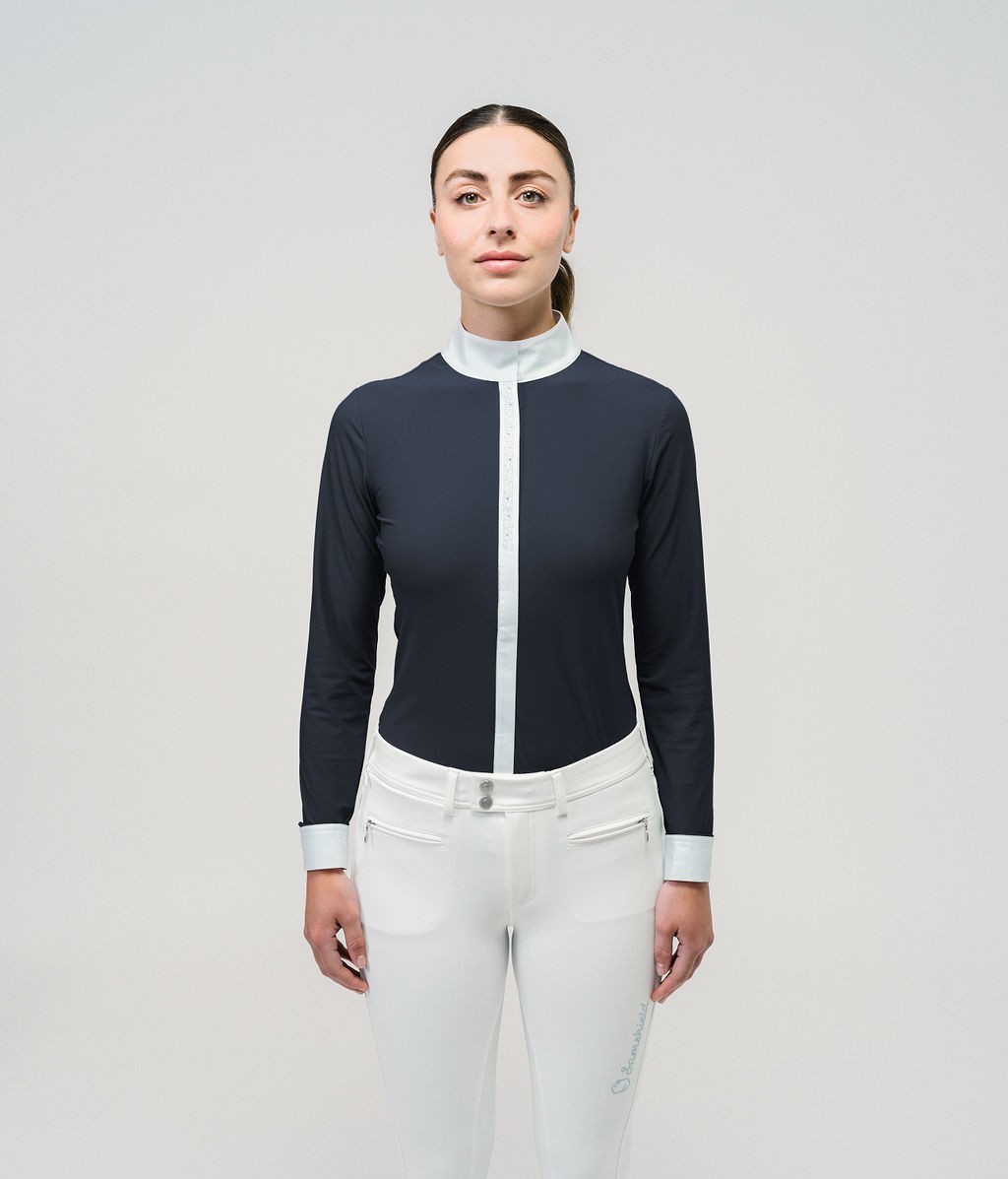 Ridershouse: Samshield Wedstrijdshirt Julia Crystal Leaf Lange Mouwen - navy Ridershouse: Samshield Wedstrijdshirt Julia Crystal Leaf Lange Mouwen - navy