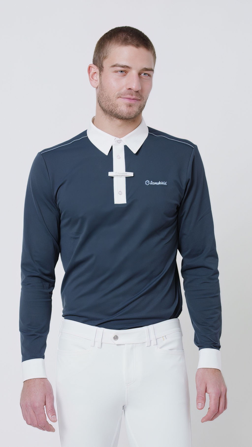 Ridershouse: Samshield Wedstrijd Shirt Arthur lange Mouwen - marineblauw Ridershouse: Samshield Wedstrijd Shirt Arthur lange Mouwen - marineblauw