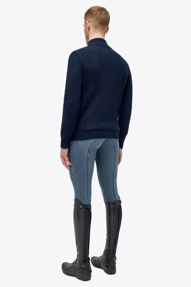 Cavalleria Toscana Label Half Zip Coltrui Merino Wool Knit Sweater Navy Blue Cavalleria Toscana Label Half Zip Coltrui Merino Wool Knit Sweater Navy Blue