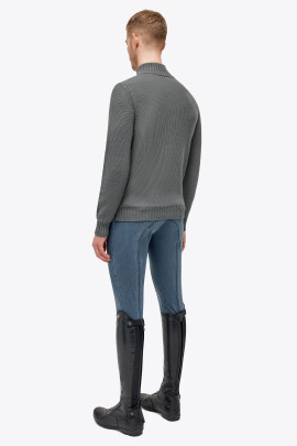 Cavalleria Toscana Label Half Zip Turtleneck Merino Wool Knit Sweater Grey Cavalleria Toscana Label Half Zip Turtleneck Merino Wool Knit Sweater Grey