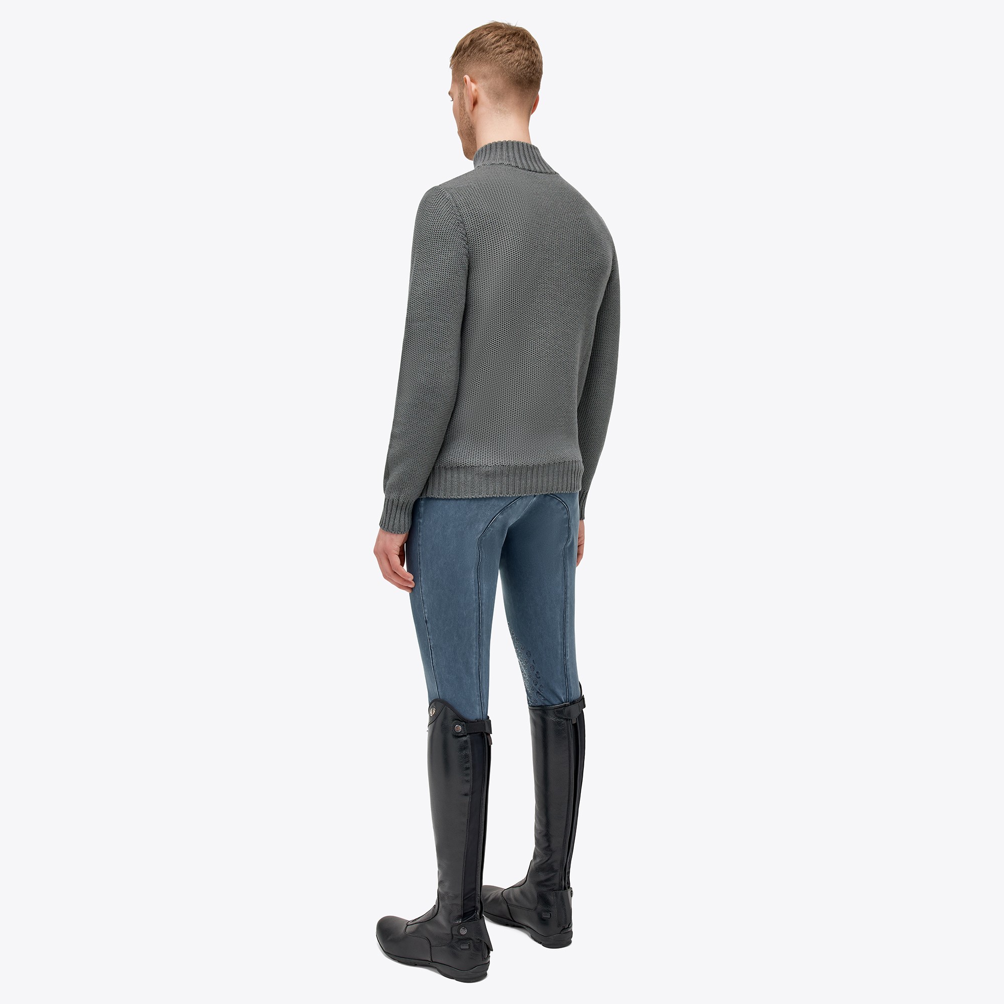 Cavalleria Toscana Label Half Zip Turtleneck Merino Wool Knit Sweater Grey Cavalleria Toscana Label Half Zip Turtleneck Merino Wool Knit Sweater Grey