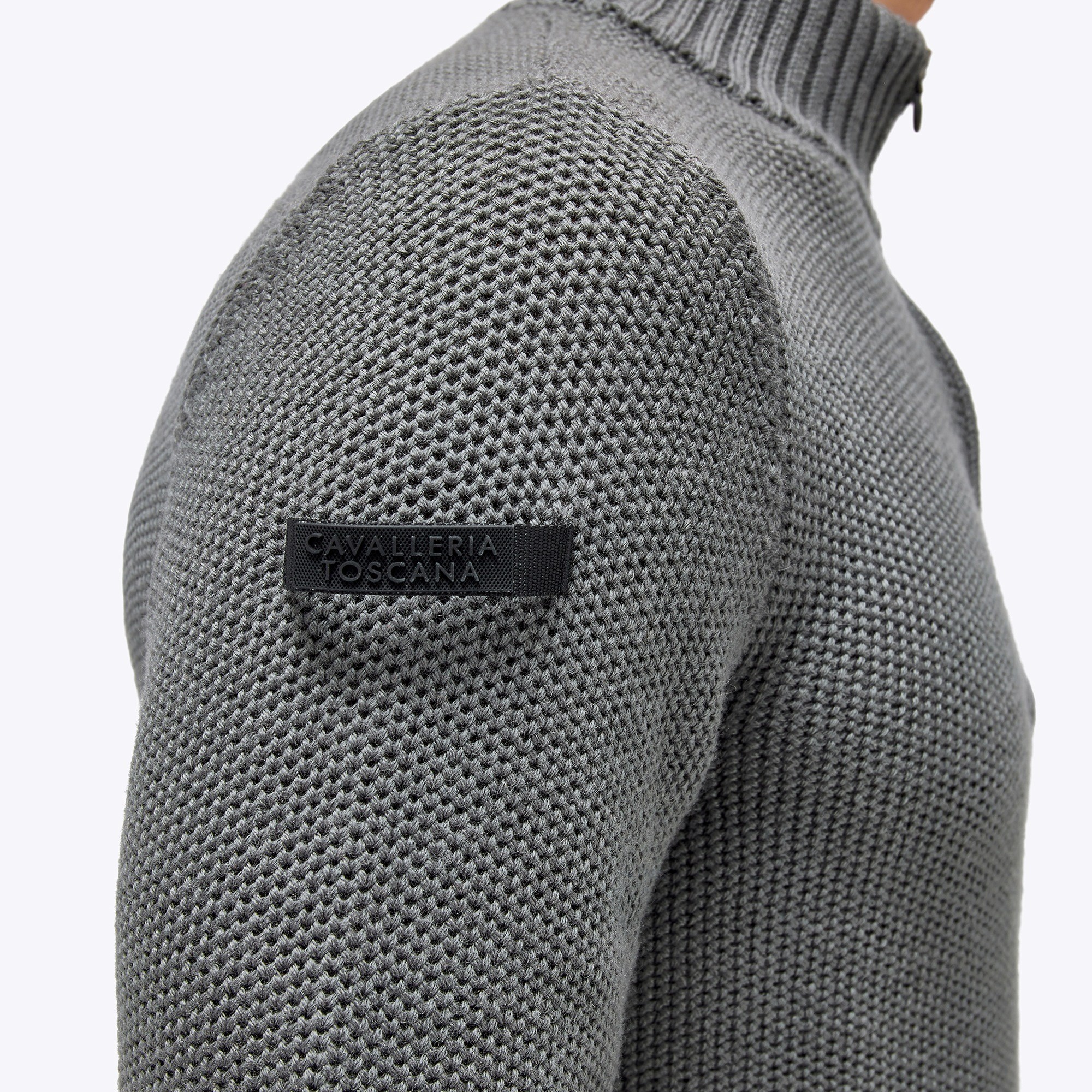 Cavalleria Toscana Label Half Zip Turtleneck Merino Wool Knit Sweater Grey Cavalleria Toscana Label Half Zip Turtleneck Merino Wool Knit Sweater Grey