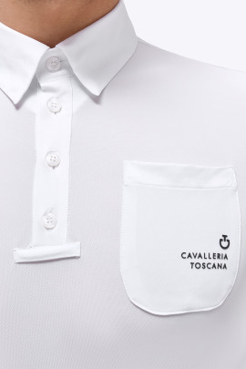 Ridershouse: Cavalleria Toscana S/S Zip Competition Polo With Pocket white