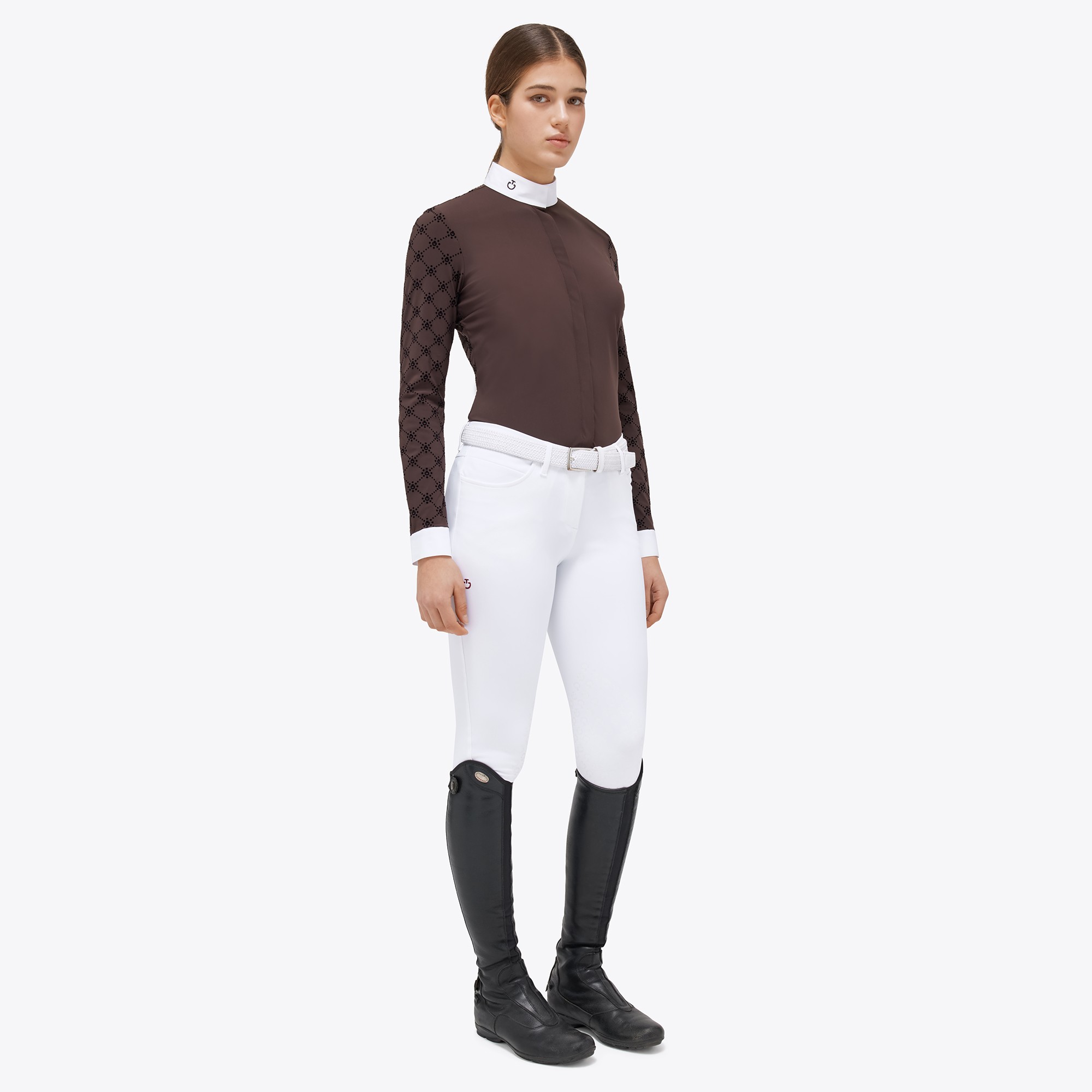 Ridershouse: Cavalleria Toscana L/S Competition Shirt Mini Orbit Flock bruin Ridershouse: Cavalleria Toscana L/S Competition Shirt Mini Orbit Flock bruin