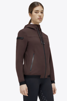 Cavalleria Toscana Women's Jersey And Velvet Hooded Full Zip Softshell Jacket