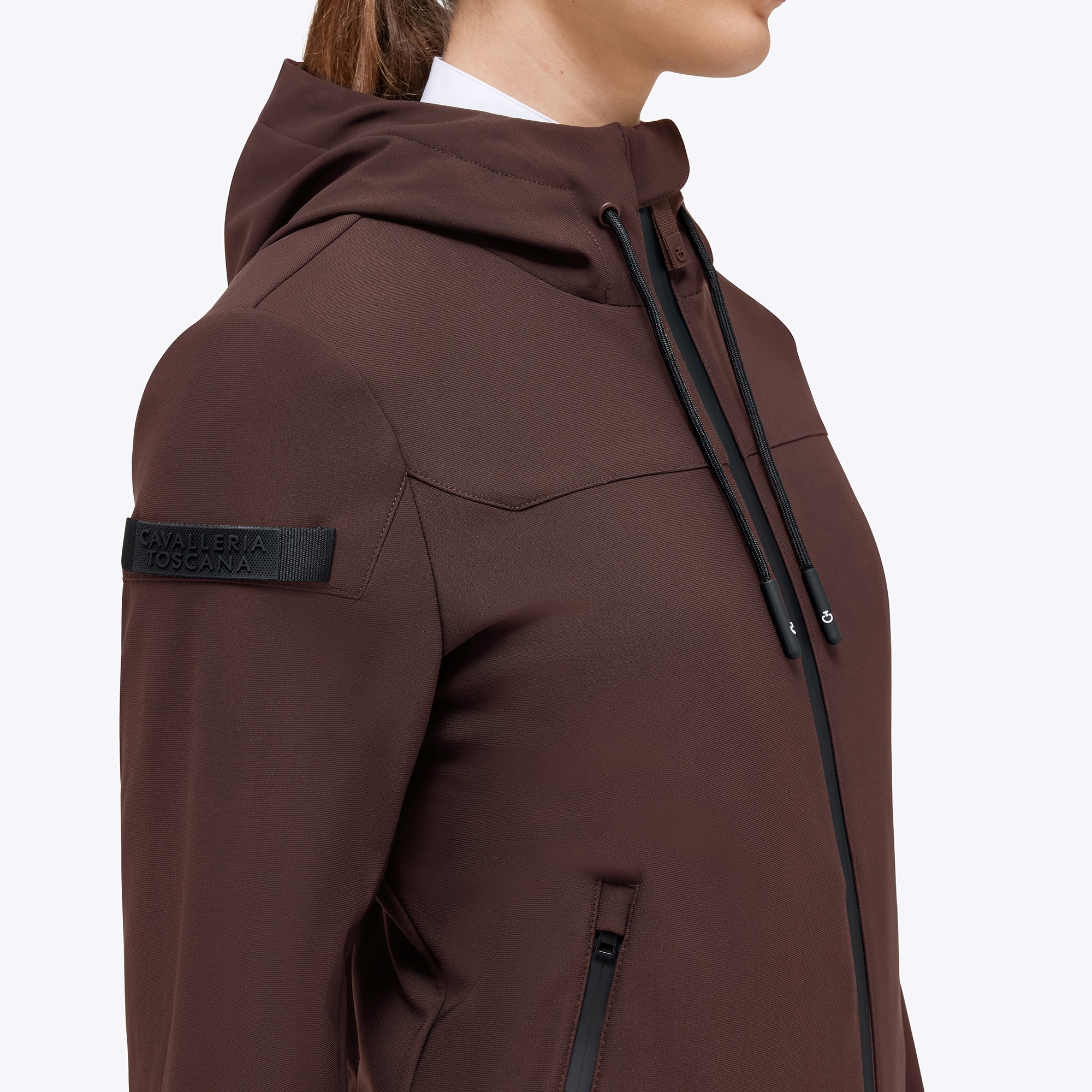 Cavalleria Toscana Dames Jersey En Velvet Hooded Full Zip Softshell Jas Cavalleria Toscana Dames Jersey En Velvet Hooded Full Zip Softshell Jas