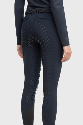 Ridershouse: Equiline Dames Rijbroek Cedar Full Grip - kleuren zwart, wit en blauw