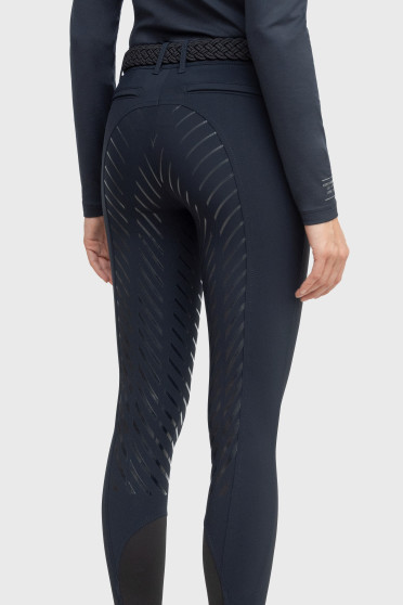 Ridershouse: Equiline Dames Rijbroek Cedar Full Grip - kleuren zwart, wit en blauw