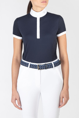 Ridershouse: Equiline Dames Wedstrijdshirt Catic Navy Blue - korte mouwen
