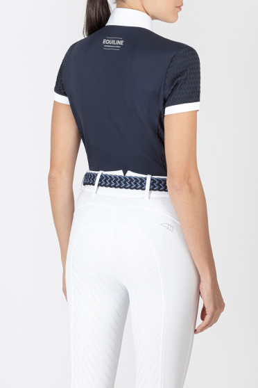 Ridershouse: Equiline Dames Wedstrijdshirt Catic Navy Blue - korte mouwen Ridershouse: Equiline Dames Wedstrijdshirt Catic Navy Blue - korte mouwen
