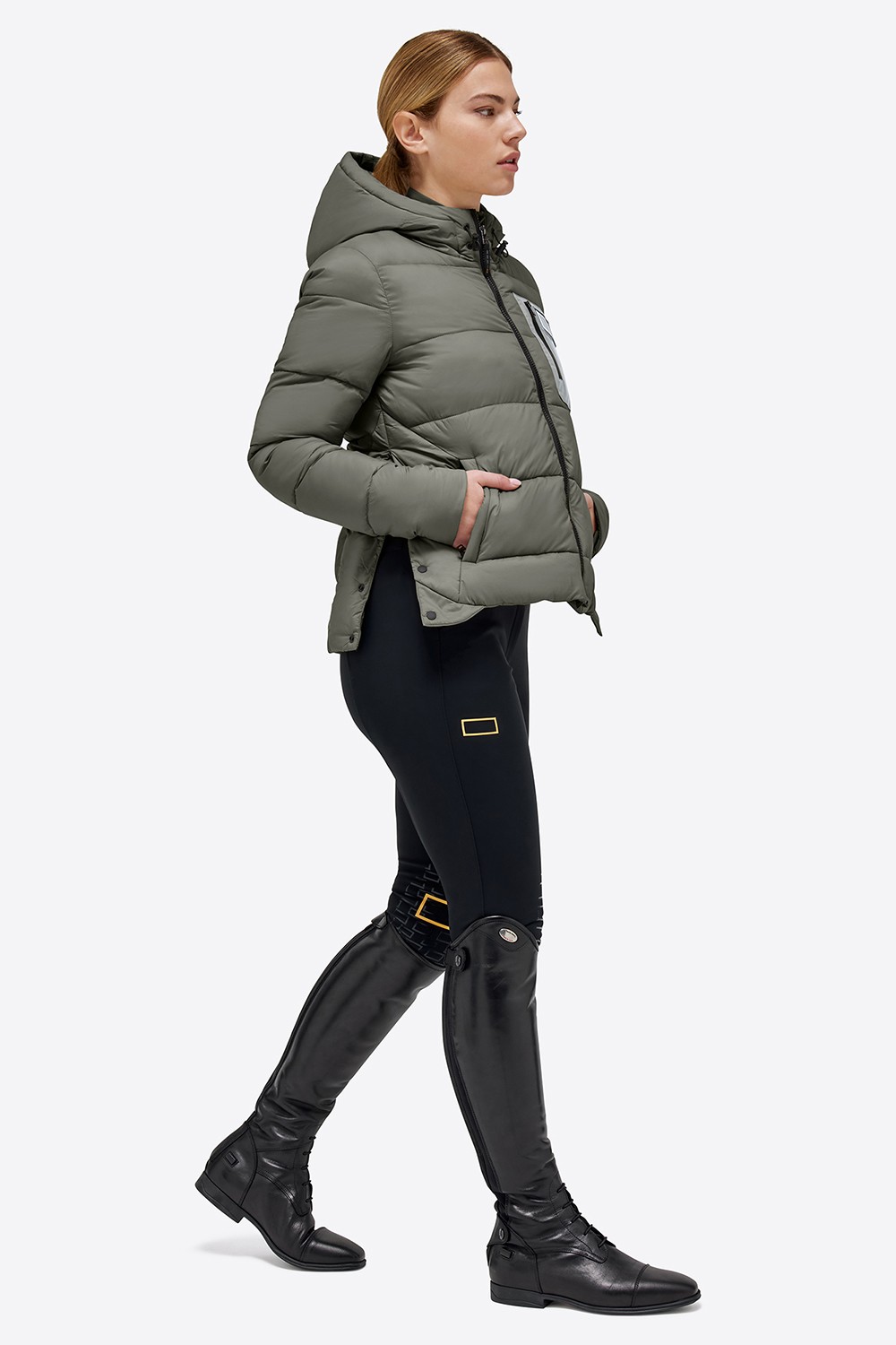 Ridershouse: RG Italy - Women's Padded Hooded Jacket in the color Green Ridershouse: RG Italy - Women's Padded Hooded Jacket in the color Green