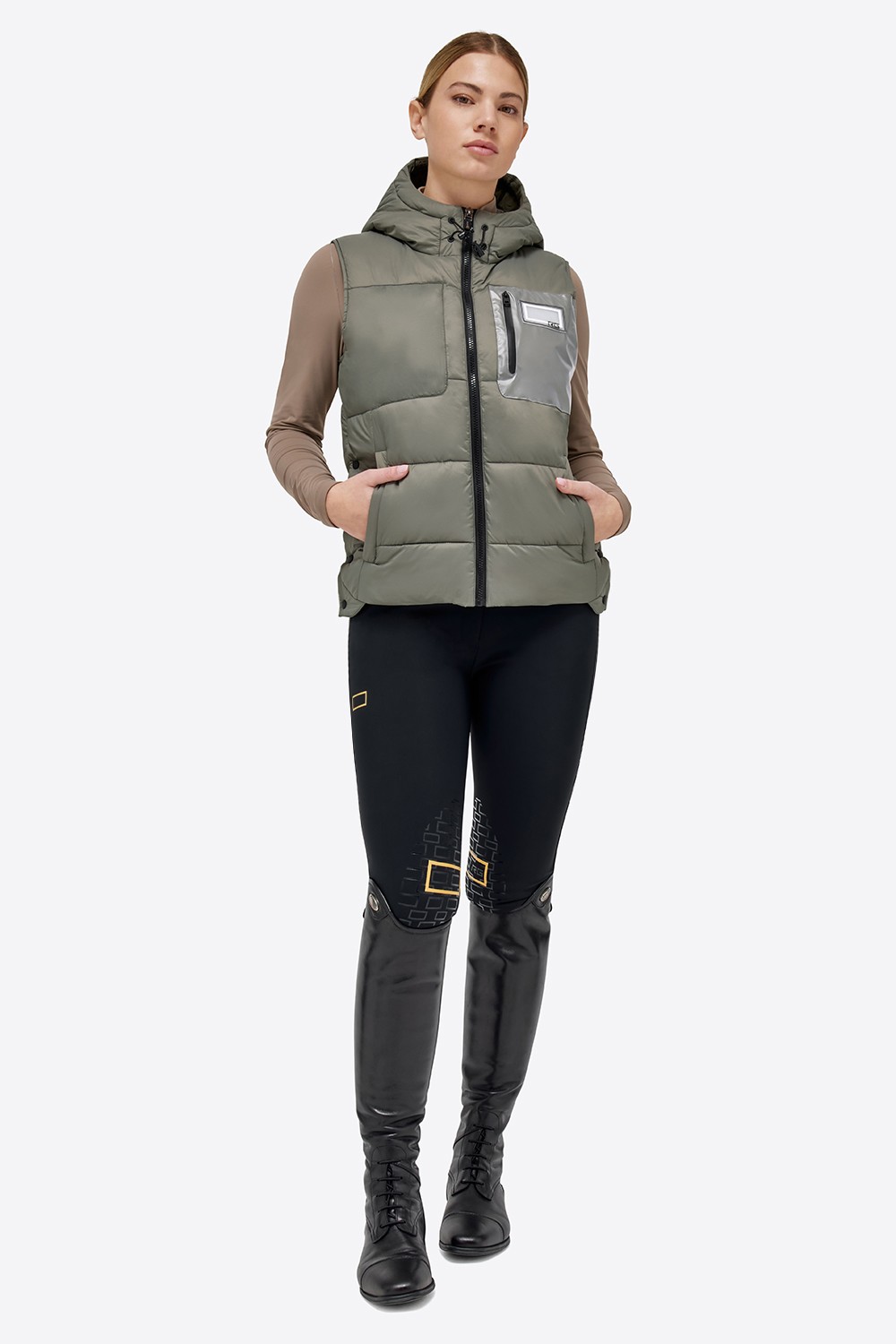 Ridershouse: RG Italy - Dames Bodywarmer Met Capuchon - in de kleur Groen Ridershouse: RG Italy - Dames Bodywarmer Met Capuchon - in de kleur Groen