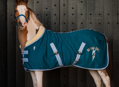 Ridershouse: QHP Fleece Deken Thunderbolt - in de kleur Deep Lagoon Ridershouse: QHP Fleece Deken Thunderbolt - in de kleur Deep Lagoon