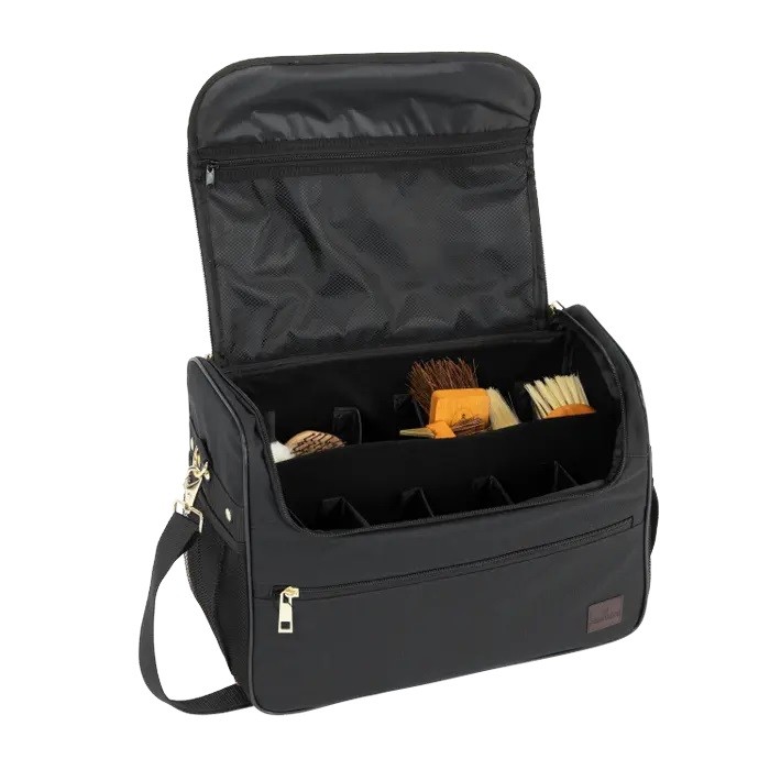 Een Zwarte Poetsset van het merk Kentucky deze tas heeft 7 borstels, leuk om Cadeau te geven. Een Zwarte Poetsset van het merk Kentucky deze tas heeft 7 borstels, leuk om Cadeau te geven.