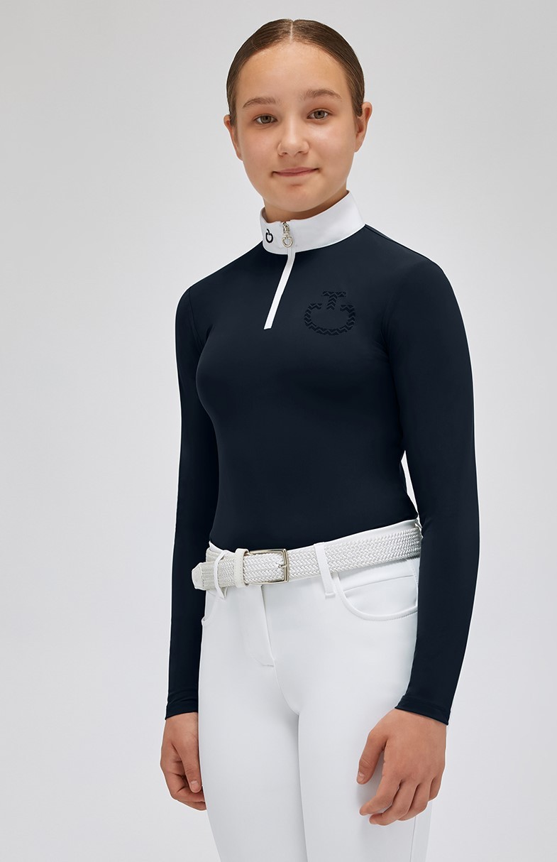 Cavalleria Toscana Meisjes Jersey L/S Wedstrijdshirt Zip Polo | Donkerblauw Cavalleria Toscana Meisjes Jersey L/S Wedstrijdshirt Zip Polo | Donkerblauw