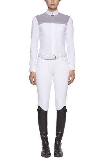 Cavalleria Toscana CT Collar Perforated Insert L/S Competition Shirt Cavalleria Toscana CT Collar Perforated Insert L/S Competition Shirt