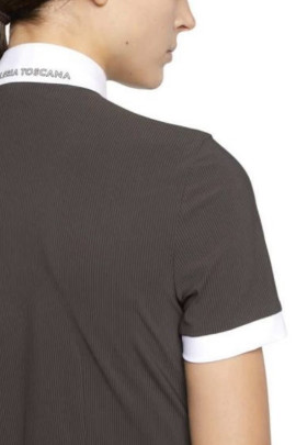 Cavalleria Toscana geribd wedstijdshirt met tekst op de kraag Cavalleria Toscana geribd wedstijdshirt met tekst op de kraag