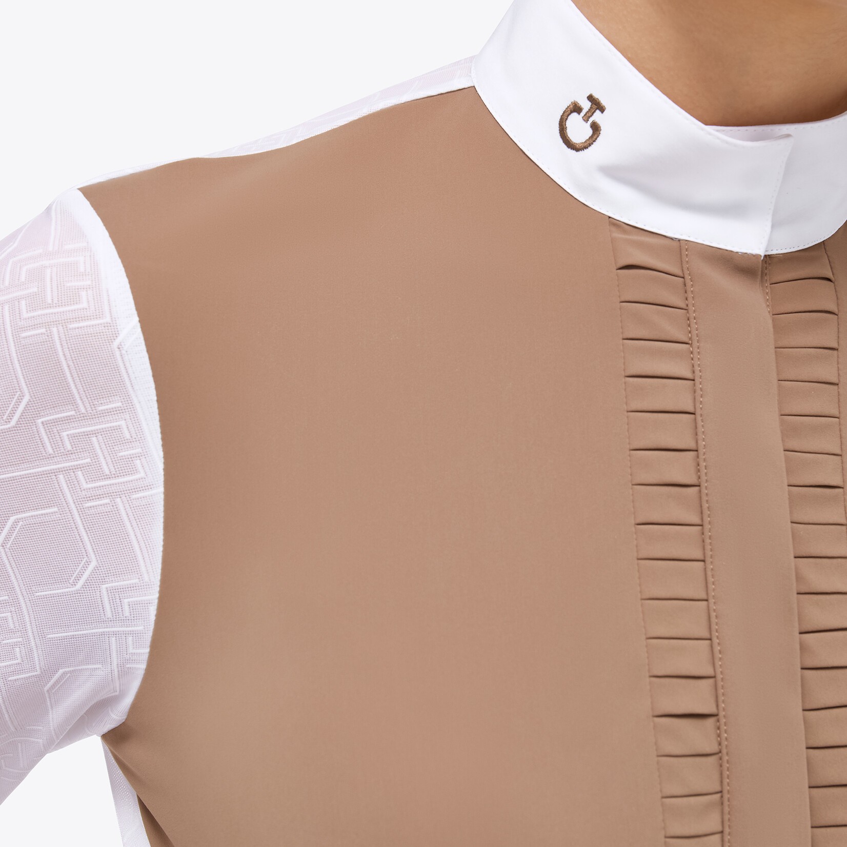 Cavalleria Toscana Wedstrijdshirt Pleated Jersey L/S Beige Cavalleria Toscana Wedstrijdshirt Pleated Jersey L/S Beige