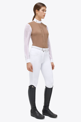 Cavalleria Toscana Wedstrijdshirt Pleated Jersey L/S Beige