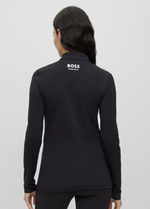 Ridershouse: BOSS EQUESTRIAN Dames Trainingsshirt Liva Signature Stripe Beige Ridershouse: BOSS EQUESTRIAN Dames Trainingsshirt Liva Signature Stripe Beige