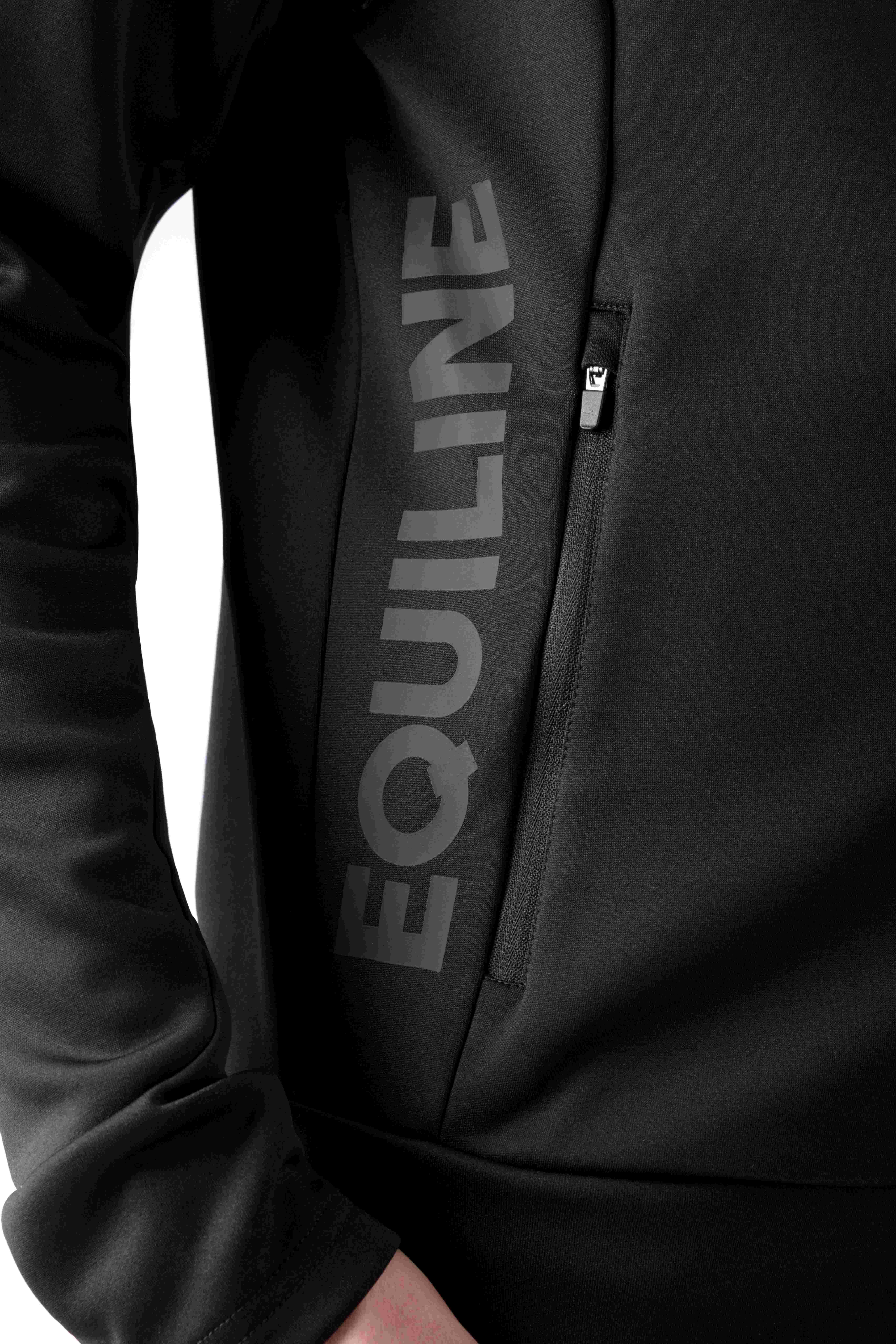 Equiline Heren Full Zip Tech Sweatshirt Met Capuchon Cristac - Zwart - Ridershouse Equiline Heren Full Zip Tech Sweatshirt Met Capuchon Cristac - Zwart - Ridershouse