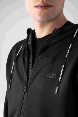 Equiline Heren Full Zip Tech Sweatshirt Met Capuchon Cristac - Zwart - Ridershouse Equiline Heren Full Zip Tech Sweatshirt Met Capuchon Cristac - Zwart - Ridershouse