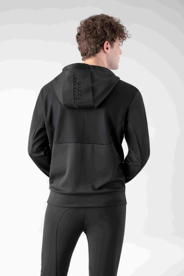 Equiline Heren Full Zip Tech Sweatshirt Met Capuchon Cristac - Zwart - Ridershouse Equiline Heren Full Zip Tech Sweatshirt Met Capuchon Cristac - Zwart - Ridershouse