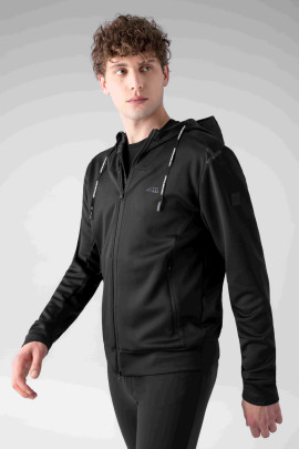 Equiline Heren Full Zip Tech Sweatshirt Met Capuchon Cristac - Zwart - Ridershouse
