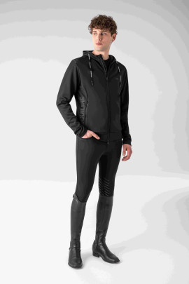 Equiline Heren Full Zip Tech Sweatshirt Met Capuchon Cristac - Zwart - Ridershouse Equiline Heren Full Zip Tech Sweatshirt Met Capuchon Cristac - Zwart - Ridershouse