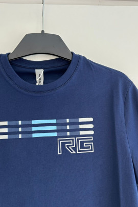 RG Italy Heren Stripe Bar Katoenen T-Shirt - Navy Blue - Ridershouse.com RG Italy Heren Stripe Bar Katoenen T-Shirt - Navy Blue - Ridershouse.com