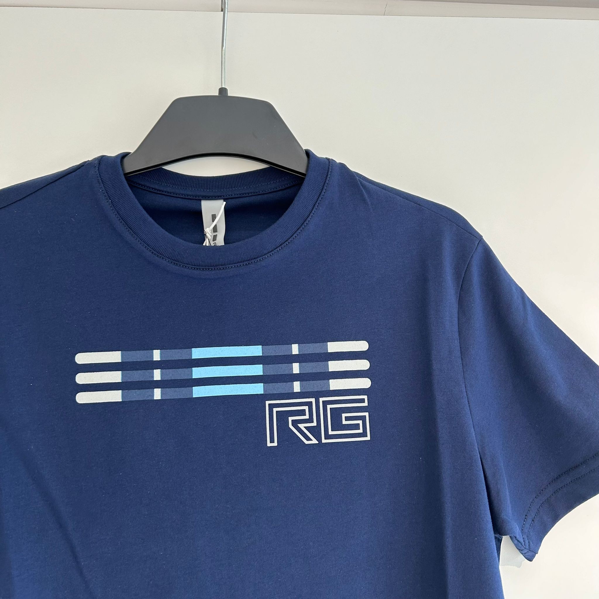 RG Italy Men's Stripe Bar Cotton T-Shirt - Navy Blue - Ridershouse.com RG Italy Men's Stripe Bar Cotton T-Shirt - Navy Blue - Ridershouse.com