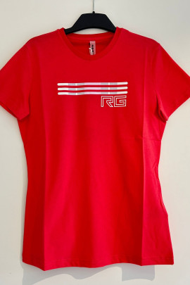 RG Italy Dames Roundneck Triple Bar Katoenen T-Shirt - Ridershouse.com