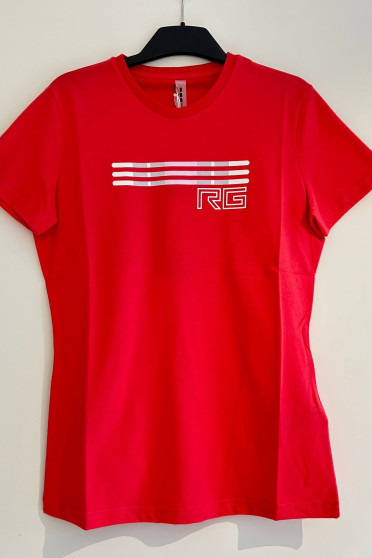 RG Italy Dames Roundneck Triple Bar Katoenen T-Shirt - Ridershouse.com