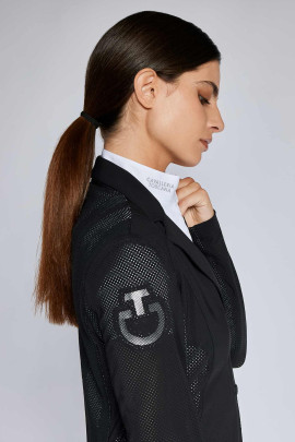 CT - Revo Women's Perforated Light Tech Knit Zip Riding Jacket - Black/White