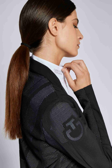 CT - Revo Dames Perforated Light Tech Knit Zip Riding Jacket - Zwart/Wit CT - Revo Dames Perforated Light Tech Knit Zip Riding Jacket - Zwart/Wit
