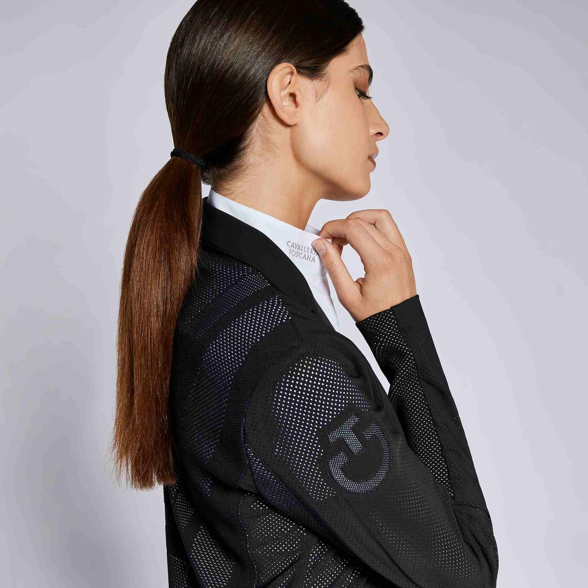 CT - Revo Women's Perforated Light Tech Knit Zip Riding Jacket - Black/White CT - Revo Women's Perforated Light Tech Knit Zip Riding Jacket - Black/White