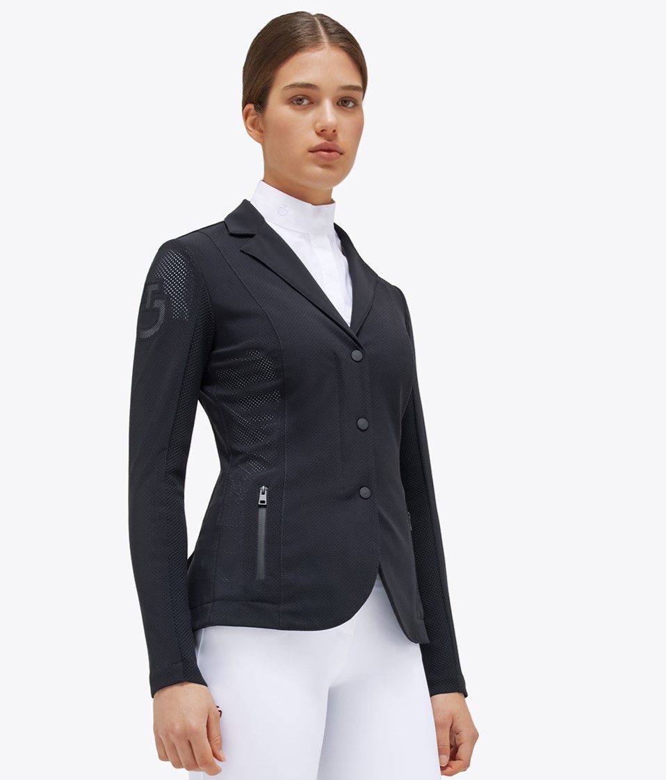 CT - Revo Dames Perforated Light Tech Knit Zip Riding Jacket - Zwart/Wit CT - Revo Dames Perforated Light Tech Knit Zip Riding Jacket - Zwart/Wit