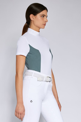 Cavalleria Toscana Women's S/S Jersey With Perforated Insert Training Zip Shirt  - Ridershouse