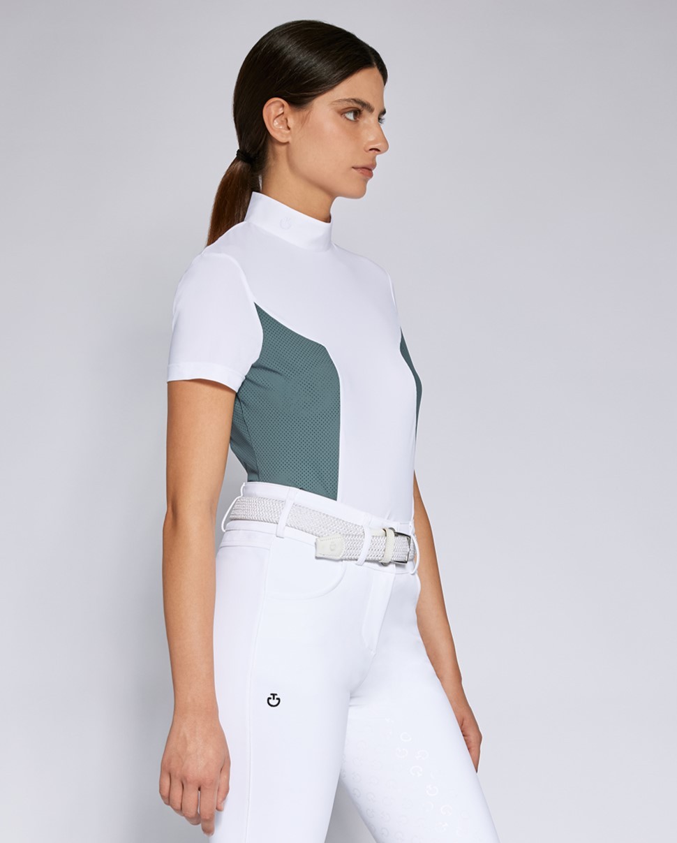 Cavalleria Toscana Dames S/S Jersey With Perforated Insert Training Zip Shirt - Ridershouse Cavalleria Toscana Dames S/S Jersey With Perforated Insert Training Zip Shirt - Ridershouse