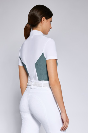 Cavalleria Toscana Women's S/S Jersey With Perforated Insert Training Zip Shirt - Ridershouse Cavalleria Toscana Women's S/S Jersey With Perforated Insert Training Zip Shirt - Ridershouse