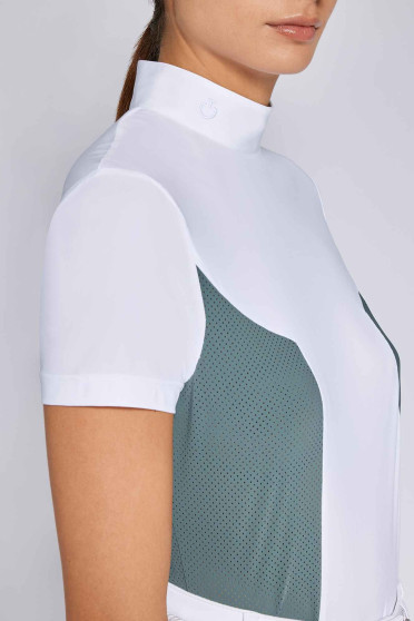 Cavalleria Toscana Dames S/S Jersey With Perforated Insert Training Zip Shirt - Ridershouse Cavalleria Toscana Dames S/S Jersey With Perforated Insert Training Zip Shirt - Ridershouse
