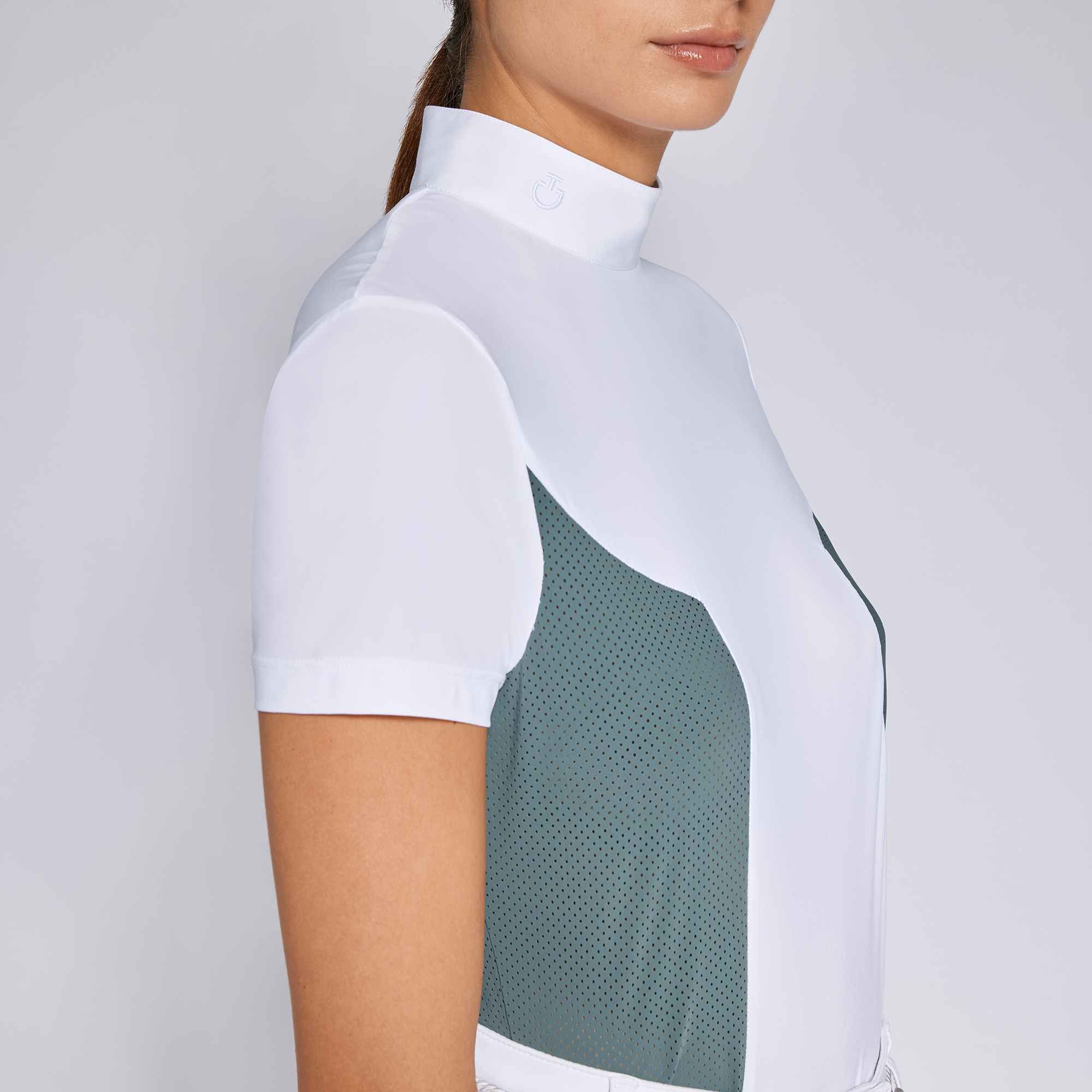Cavalleria Toscana Women's S/S Jersey With Perforated Insert Training Zip Shirt - Ridershouse Cavalleria Toscana Women's S/S Jersey With Perforated Insert Training Zip Shirt - Ridershouse
