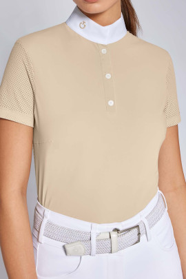 Ridershouse: Cavalleria Toscana Dames Perforated Jersey S/S Button Wedstrijdshirt